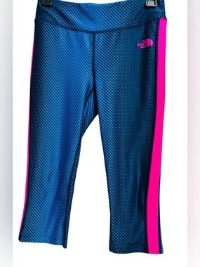 The North Face Cropped Leggings Size Small Blue Pink Stripe Athletic